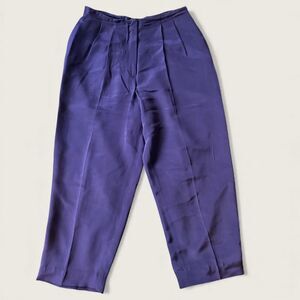 Liz Claiborne Collection Petite Purple Silk Pants 12P Vintage Lined High Waist